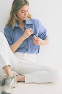 Chemise Boy rayures marine / blanc