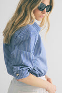 Chemise Boy rayures marine / blanc