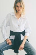 Chemise Boy rayures blanc / ciel