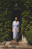 Chemise Boy rayures ciel / marine