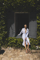 Chemise Boy rayures ciel / marine