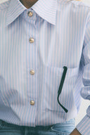 Chemise Boy rayures ciel / rose