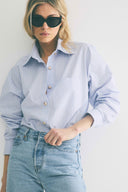 Chemise Boy rayures ciel / rose