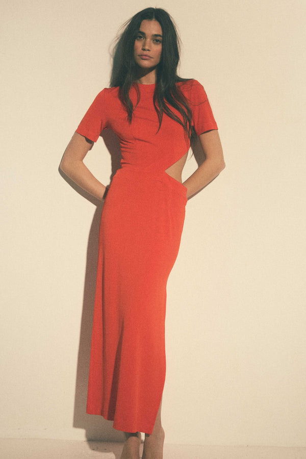 Robe Klyde rouge orangé