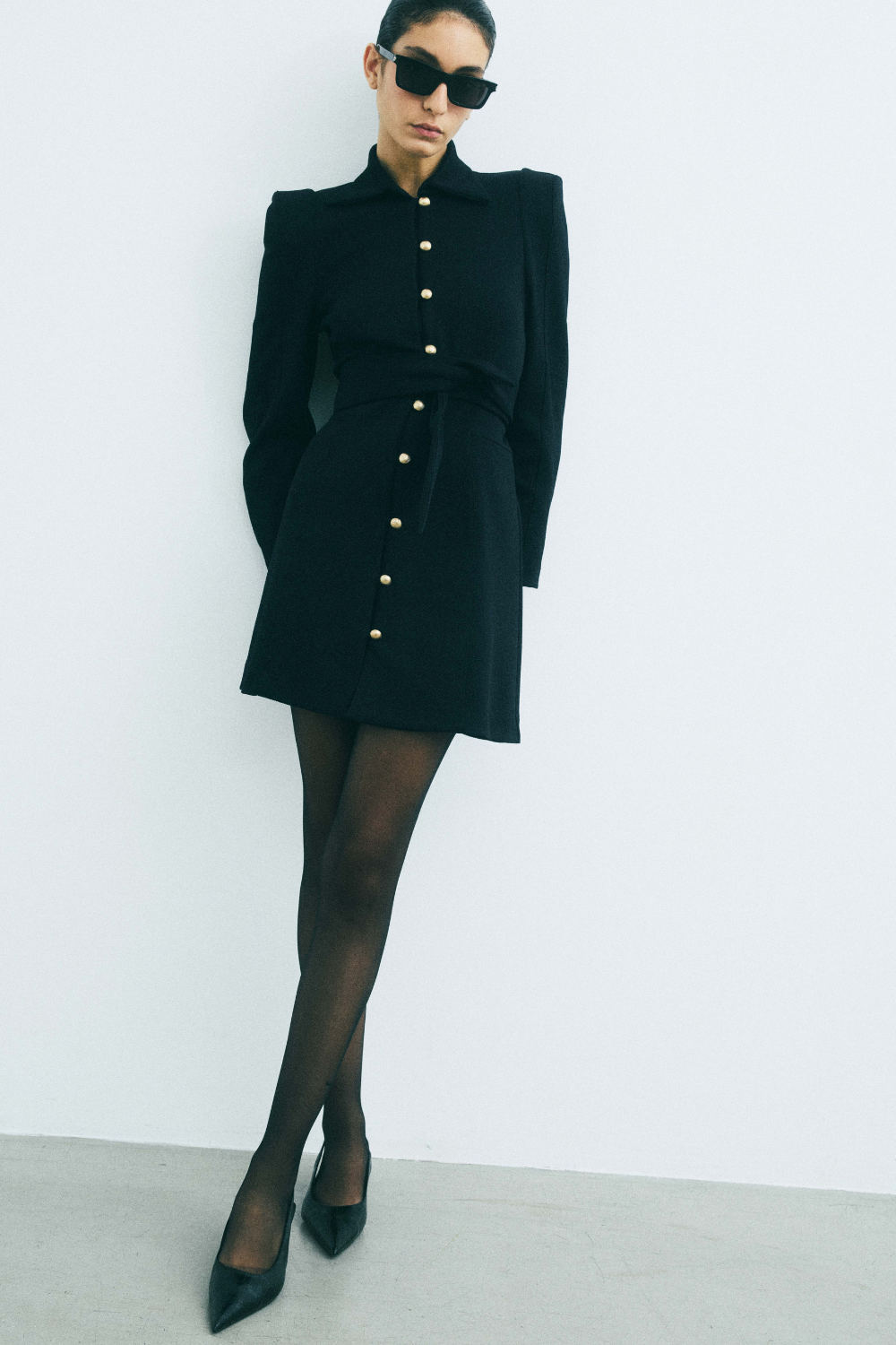 Brigitte Ribbed Navy Dress